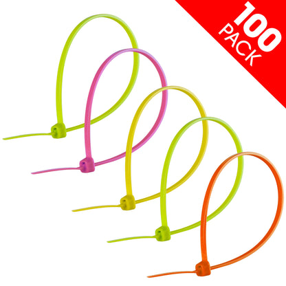 Power Gear 100-Count 8in. Assorted Neon Cable Ties