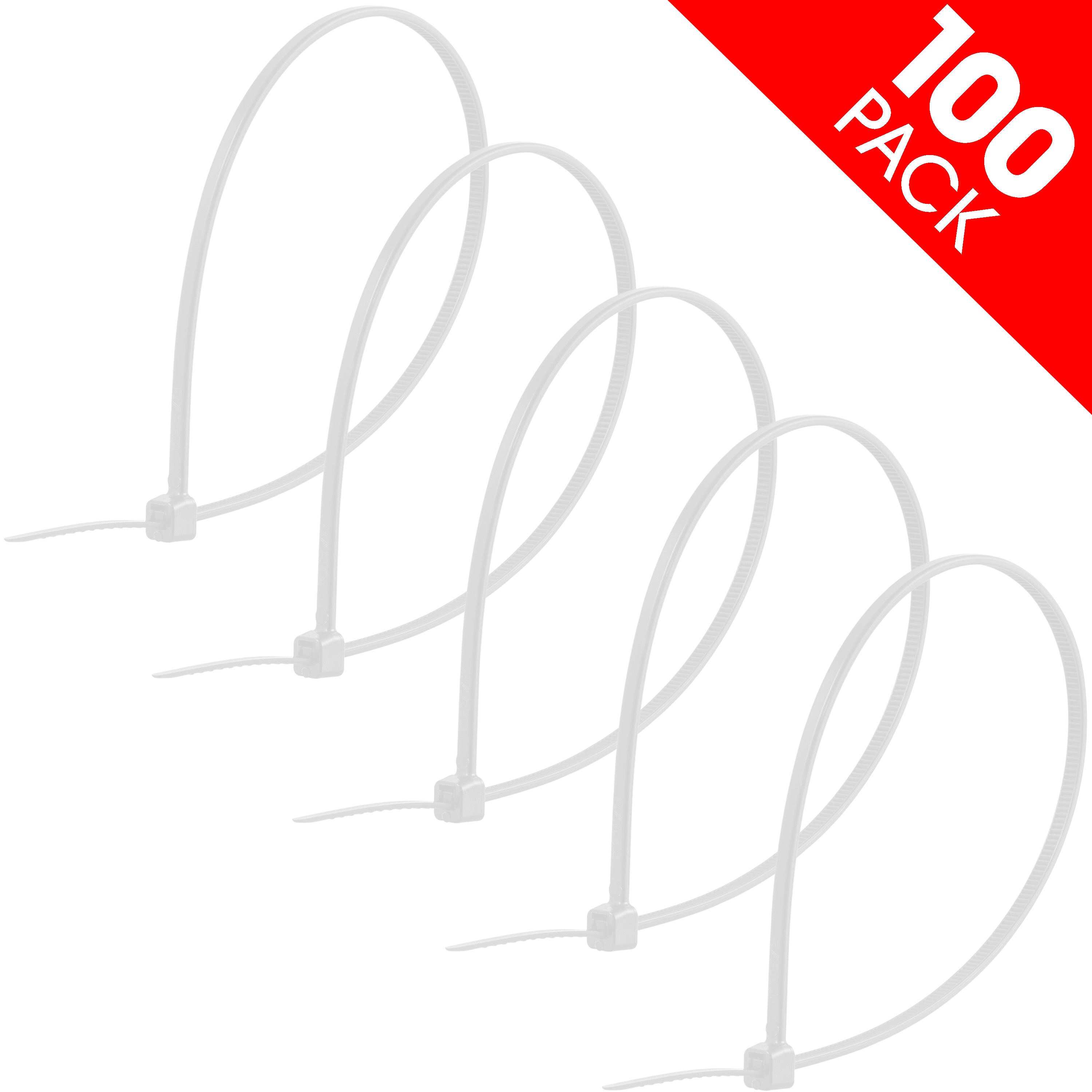Power Gear Plastic Cable Ties, Clear, 8in, 100pk