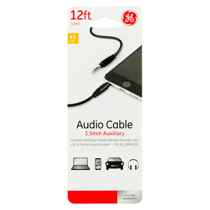 GE 12ft. 3.5mm Auxiliary Audio Cable, Black