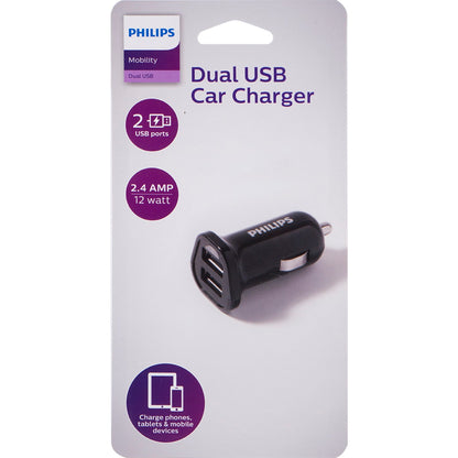Philips 2-USB Car Charger, Black