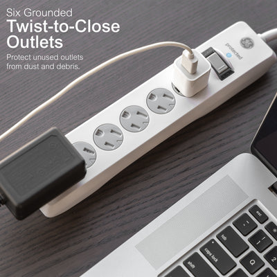 GE 6-Outlet Surge Protector, 15ft., White 800J