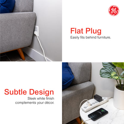 GE 6-Outlet Surge Protector, 15ft., White 800J
