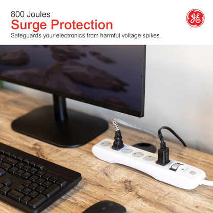 GE 6-Outlet Surge Protector, 15ft., White 800J