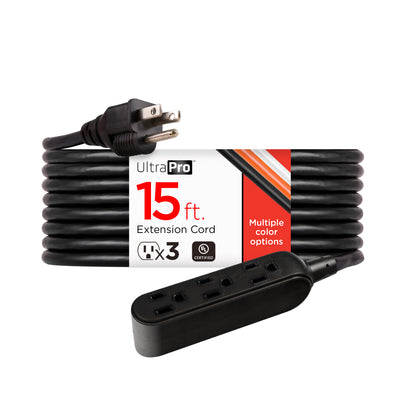 UltraPro 15ft. Outdoor Extension Cord, 3 Grounded Outlet, Black