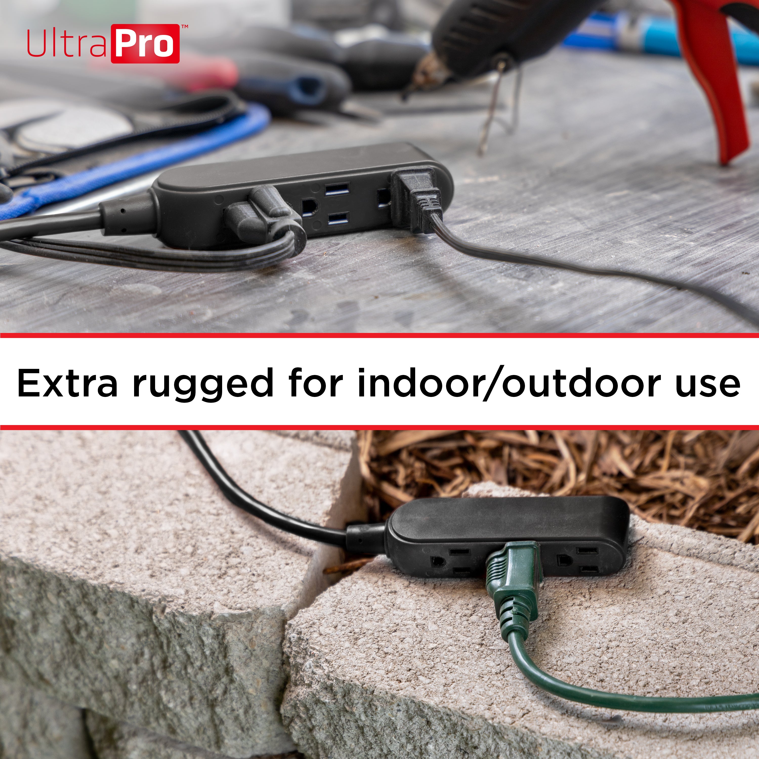 UltraPro 15ft. Outdoor Extension Cord, 3 Grounded Outlet, Black