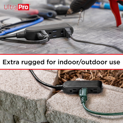 UltraPro 15ft. Outdoor Extension Cord, 3 Grounded Outlet, Black