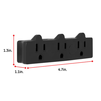 GE 3-Outlet Grounded Tap Adapter, Black