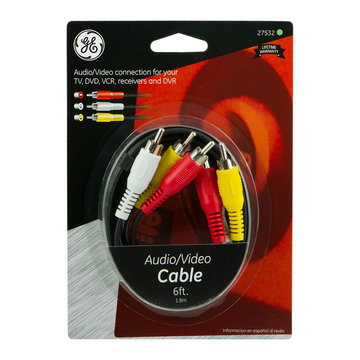 GE 6ft. Audio/Video Cable with RCA-Type Connectors, Black