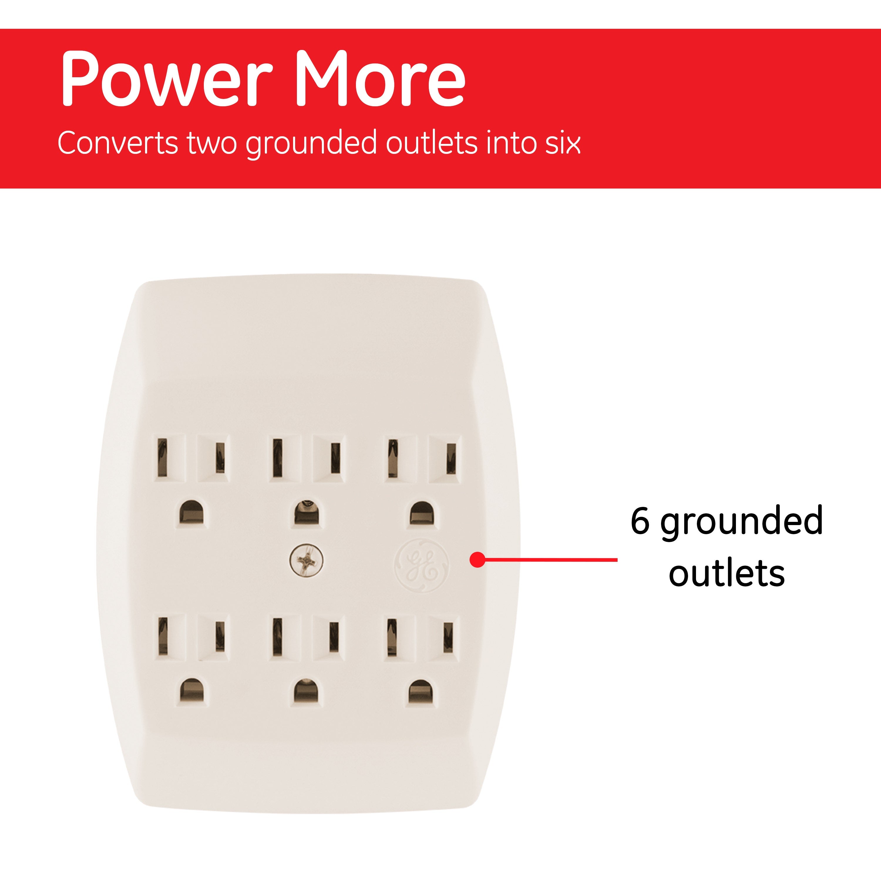 GE 6-Outlet Wall Tap, Light Almond