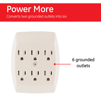 GE 6-Outlet Wall Tap, Light Almond