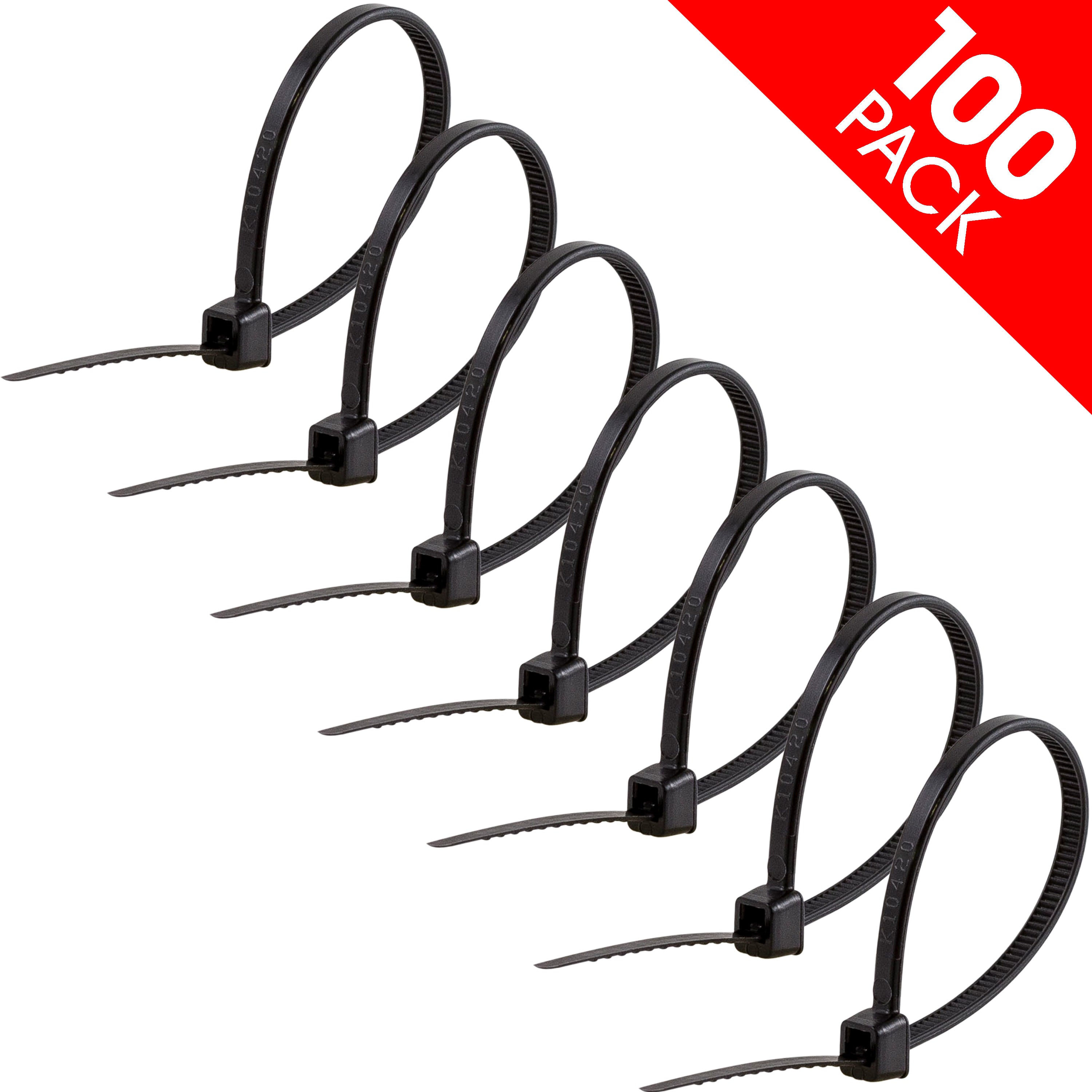 Power Gear Plastic Cable Ties, Black, 4in, 100pk