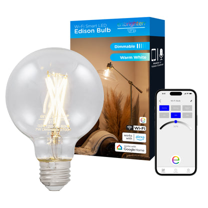 Enbrighten Wi-Fi Smart LED Bulb, Filament G25, Dimmable