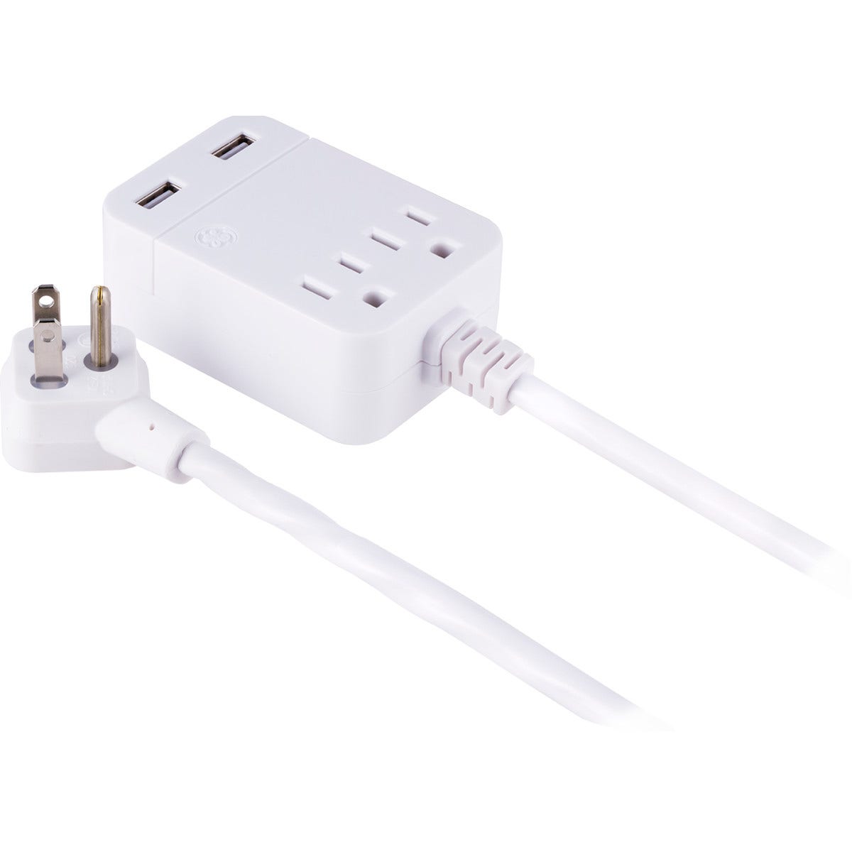 GE 2-Outlet 2-USB 12ft. Extension Cord with Surge Protection, White