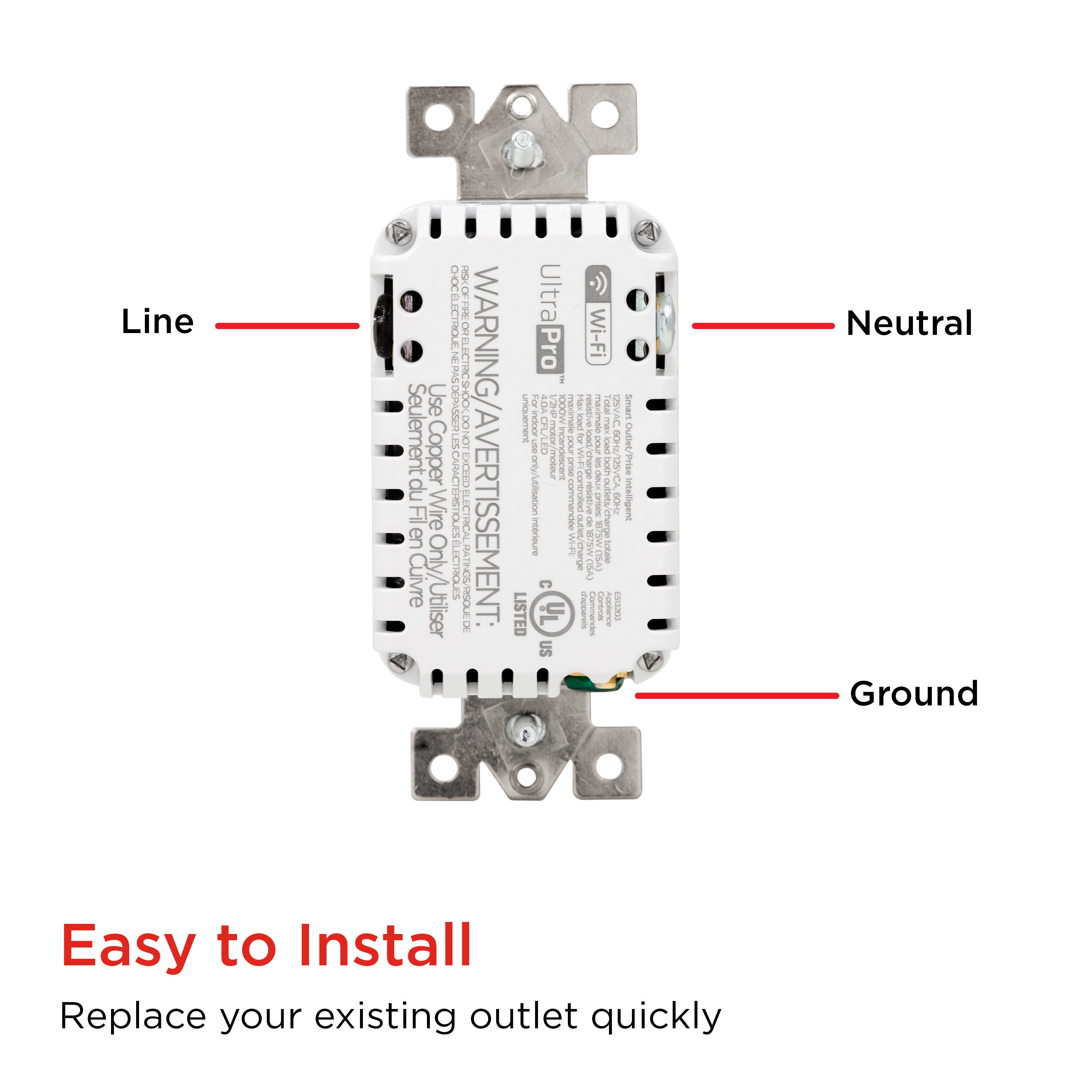UltraPro Wi-Fi In-Wall Smart Receptacle, 4 pack