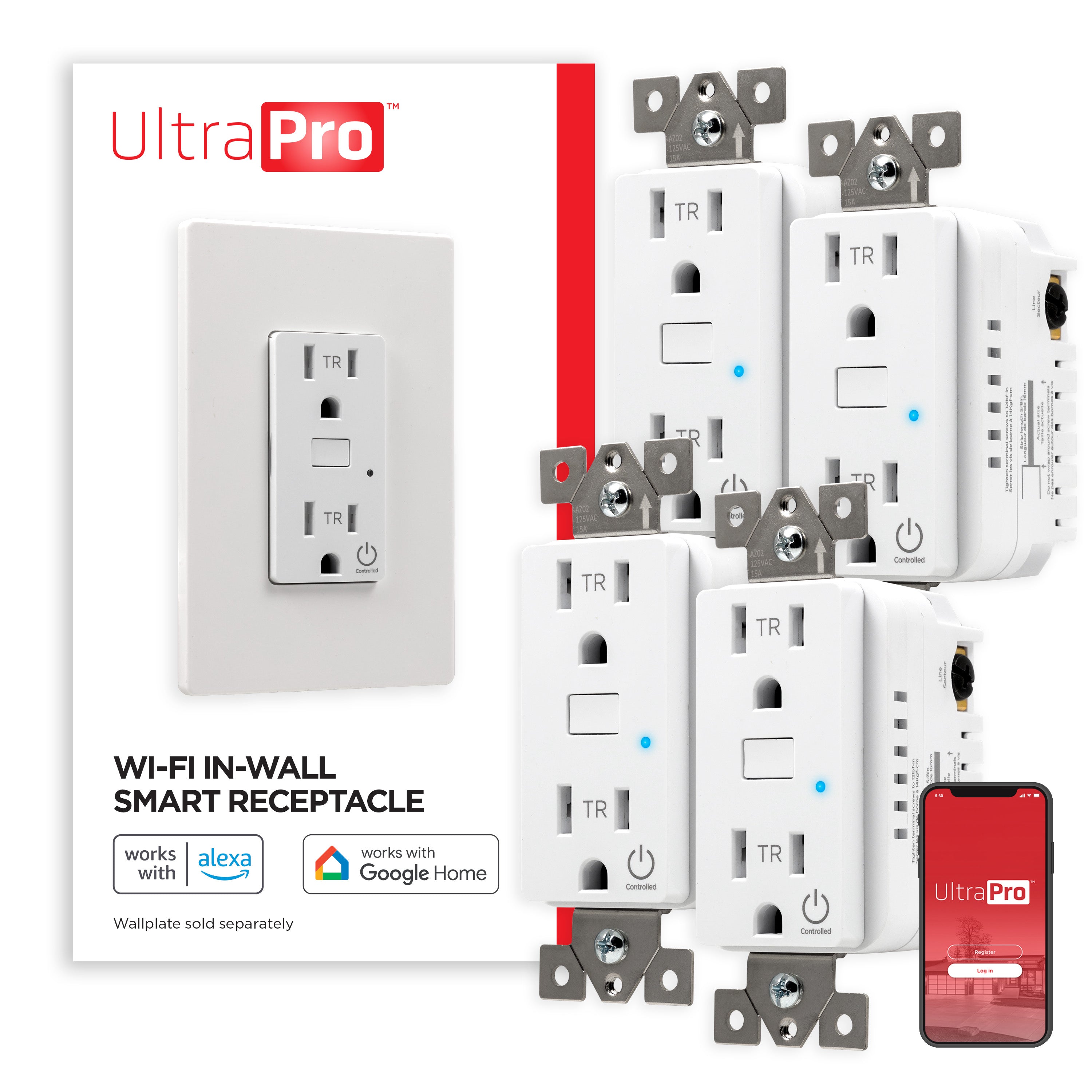 UltraPro Wi-Fi In-Wall Smart Receptacle, 4 pack
