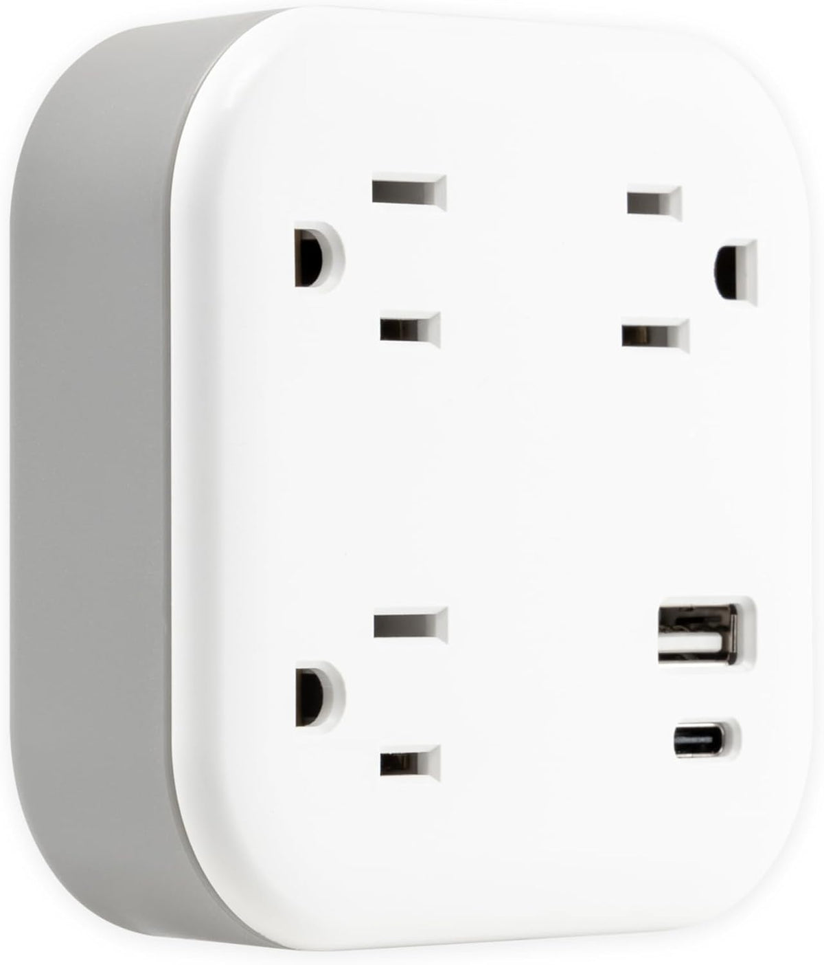 GE-branded UltraPro 3-Outlet Surge Tap with USB, 980J, 1 USB-A, 1 USB-C, White
