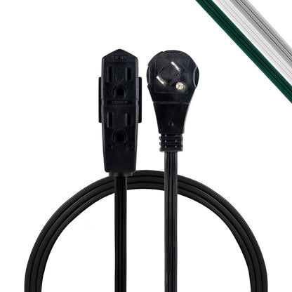 GE 3-Outlet 3ft. Extension Cord with Right Angle-Plug, 2 Pack, Black