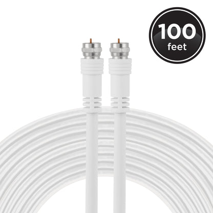 UltraPro RG6 Coax Cable, 100ft., White, 2 Pack