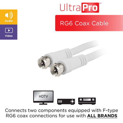 UltraPro RG6 Coax Cable, 100ft., White, 2 Pack