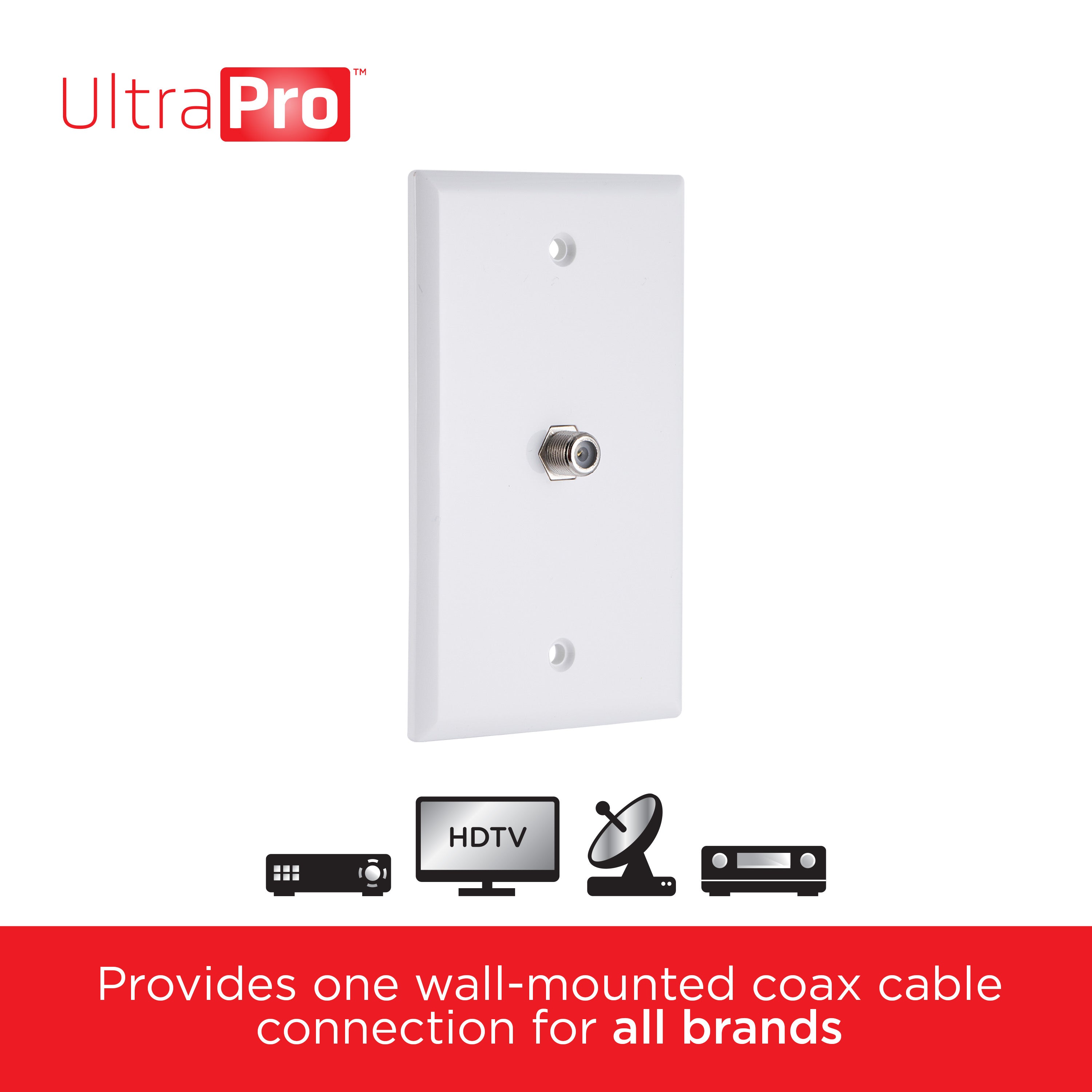 UltraPro Wall Plate, Single Coax, White, 8 Pack