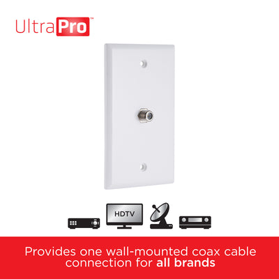 UltraPro Wall Plate, Single Coax, White, 8 Pack