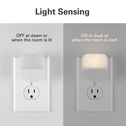 Lights by Night Mini Light Sensing LED Night Light, 4 Pack, White