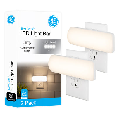GE Ultrabrite LED Light Bar Night Lights, 2 Pack