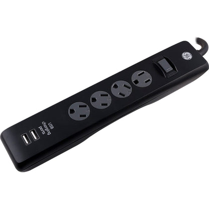 GE 4-Outlet 2-USB  6ft. Surge Protector, Black