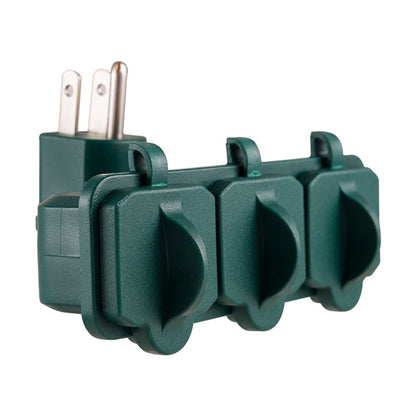 Philips 3-Outlet Heavy Duty Wall Tap, Green
