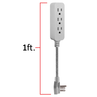 GE Designer 3-Outlet Mini Cord, Gray