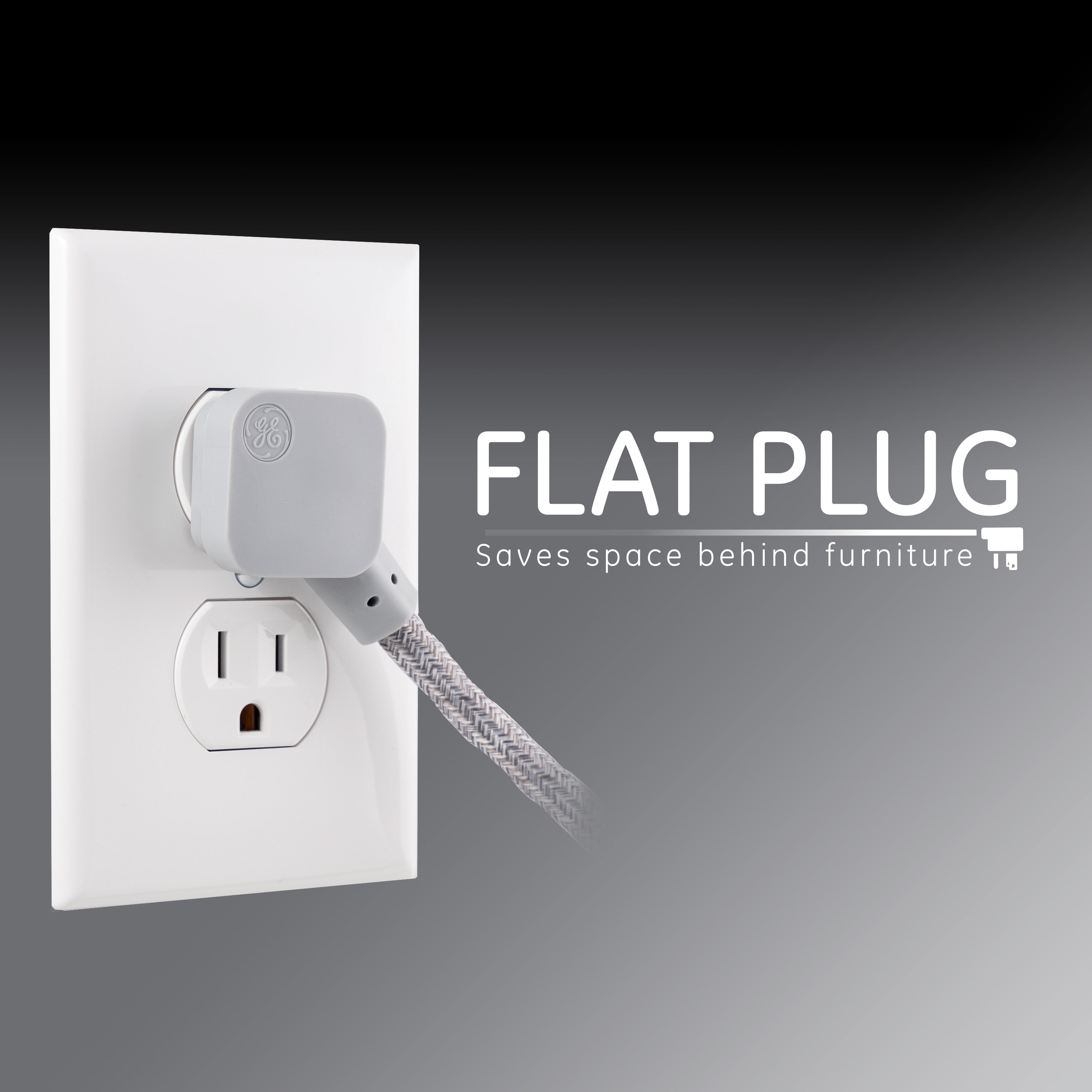 GE Designer 3-Outlet Mini Cord, Gray