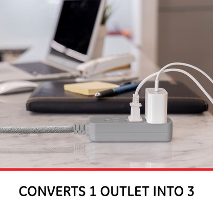 GE Designer 3-Outlet Mini Cord, Gray