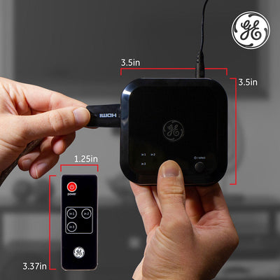 GE 3-Device HDMI Switch with Wireless Remote, Black