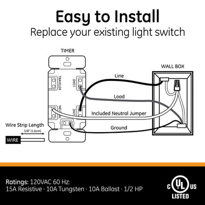 GE SunSmart Indoor In-Wall 7-Day Digital Timer, White