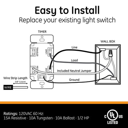 GE SunSmart Indoor In-Wall 7-Day Digital Timer, White