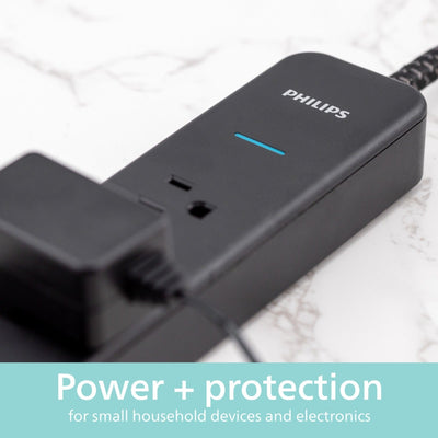 Philips 4-Outlet 4ft. Surge Protector with Adapter-Spaced Outlets, Black