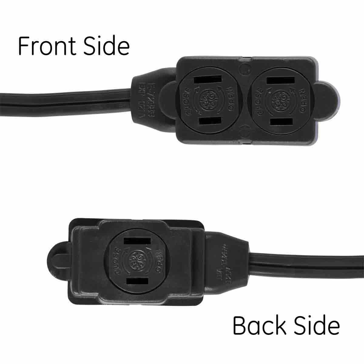 GE 3-Outlet 15ft. Extension Cord with Twist-to-Close Outlets, Black