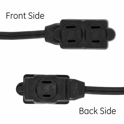 GE 3-Outlet 15ft. Extension Cord with Twist-to-Close Outlets, Black