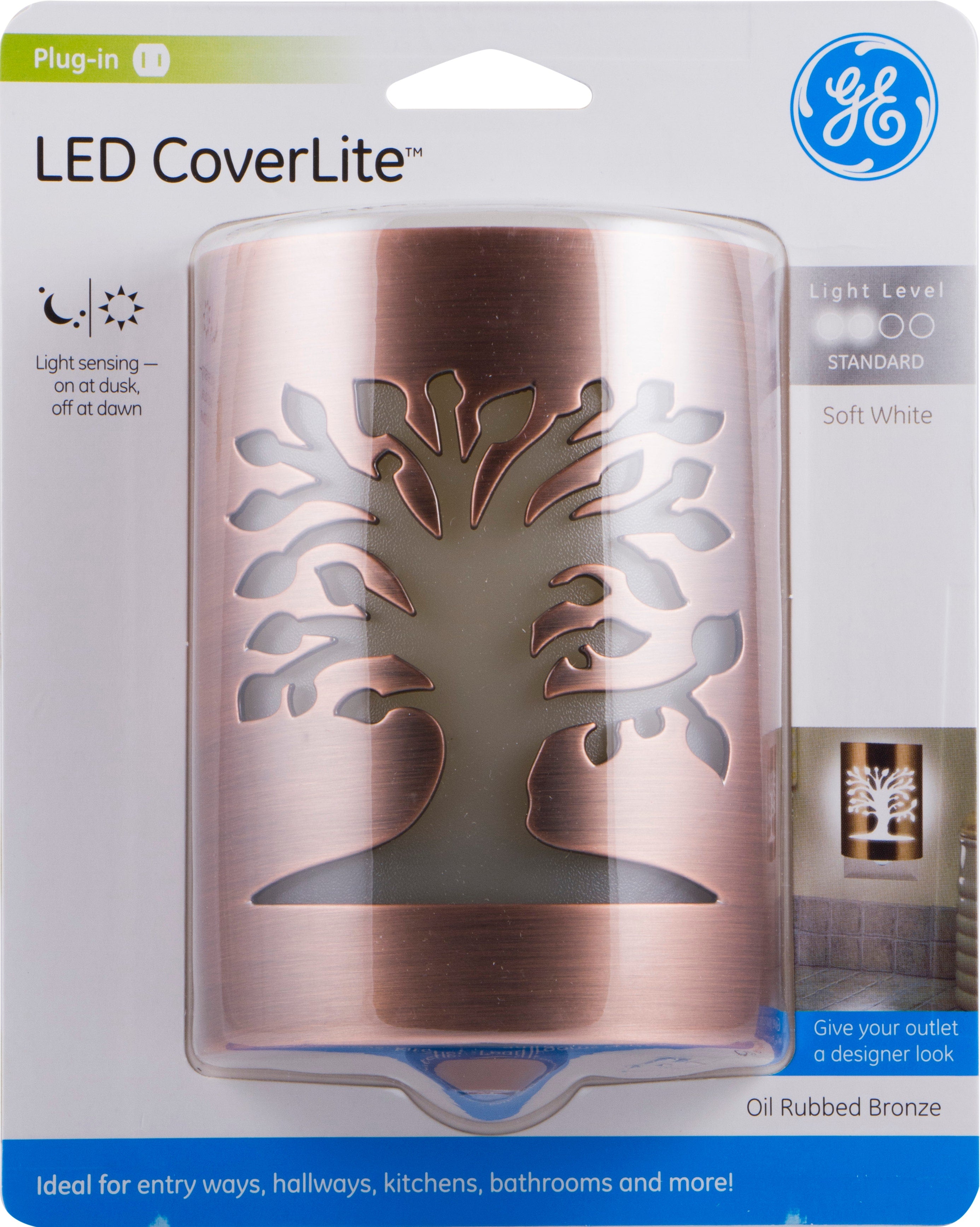 GE CoverLite Tree of Life Light Sensing LED Night Light, Oil-Rubbed Bronze