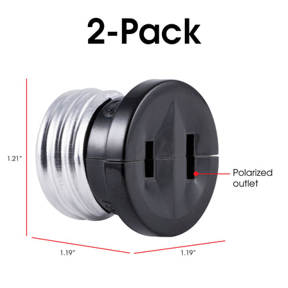 Power Gear Handy Outlet, Polarized, Bulb Socket to Outlet, 2 Pack