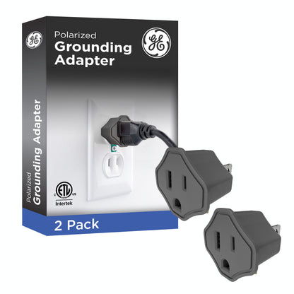 GE Polarized Grounded Adapter, 2 Pack, Gray