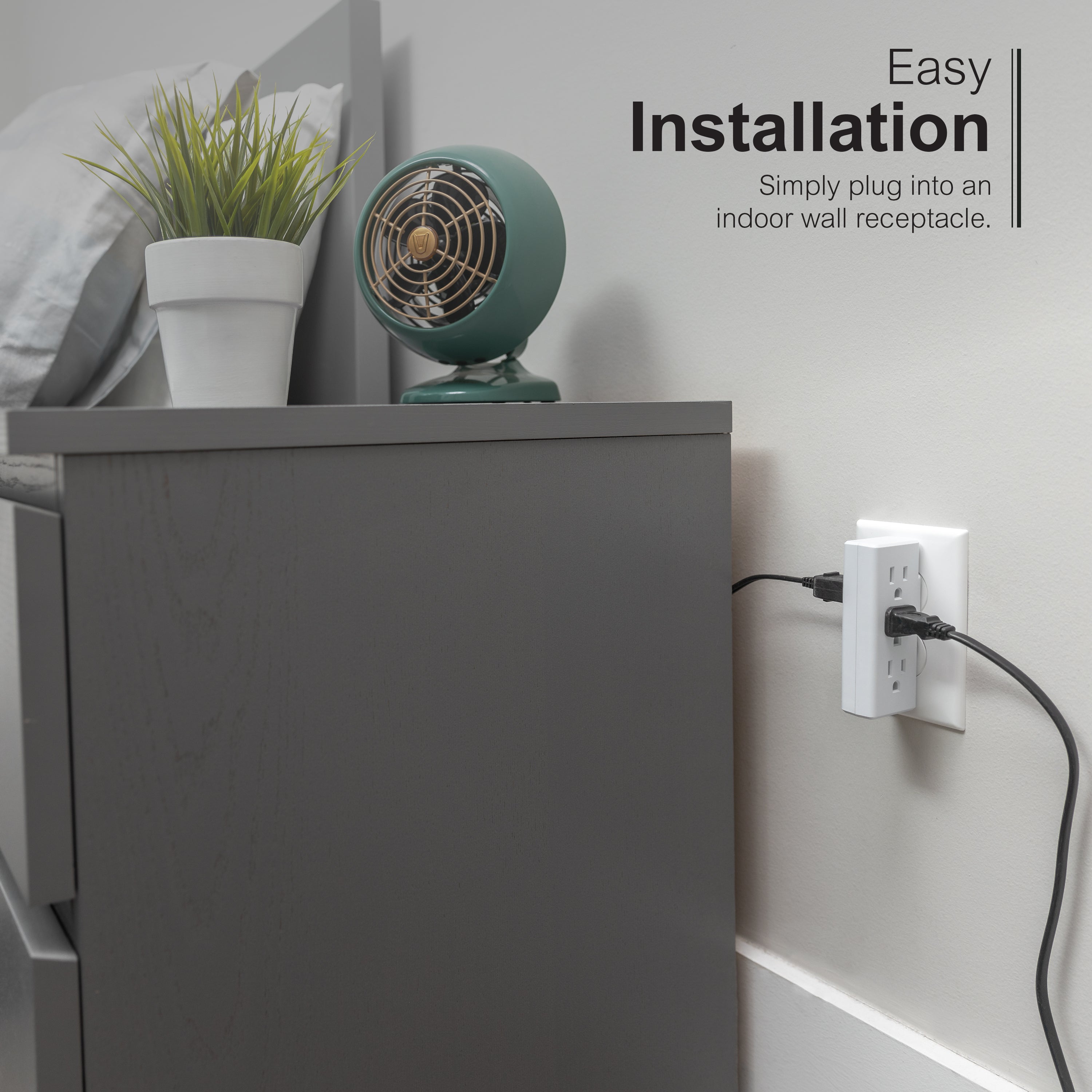 GE 6-Outlet Space-Saving Wall Tap, White, 3pk