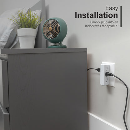 GE 6-Outlet Space-Saving Wall Tap, White, 3pk