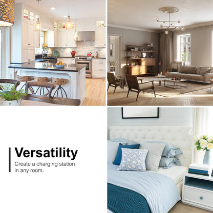 GE 6-Outlet Space-Saving Wall Tap, White, 3pk