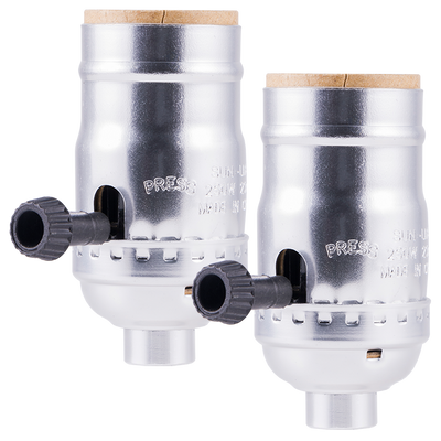 Power Gear 3-Way Lamp Socket, Nickel, 2 Pack