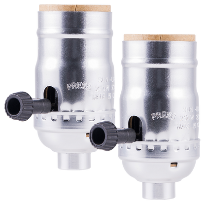 Power Gear 3-Way Lamp Socket, Nickel, 2 Pack