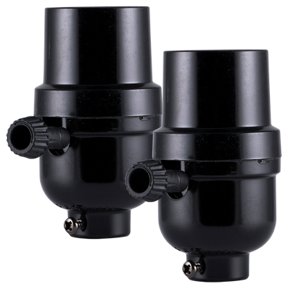 Power Gear 3-Way Lamp Socket, Black 2 Pack