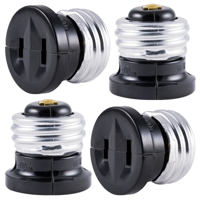 Power Gear Handy Outlet, Polarized, Bulb Socket to Outlet, 4 Pack
