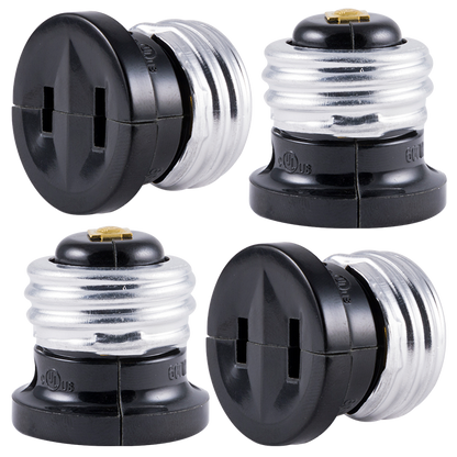 Power Gear Handy Outlet, Polarized, Bulb Socket to Outlet, 4 Pack