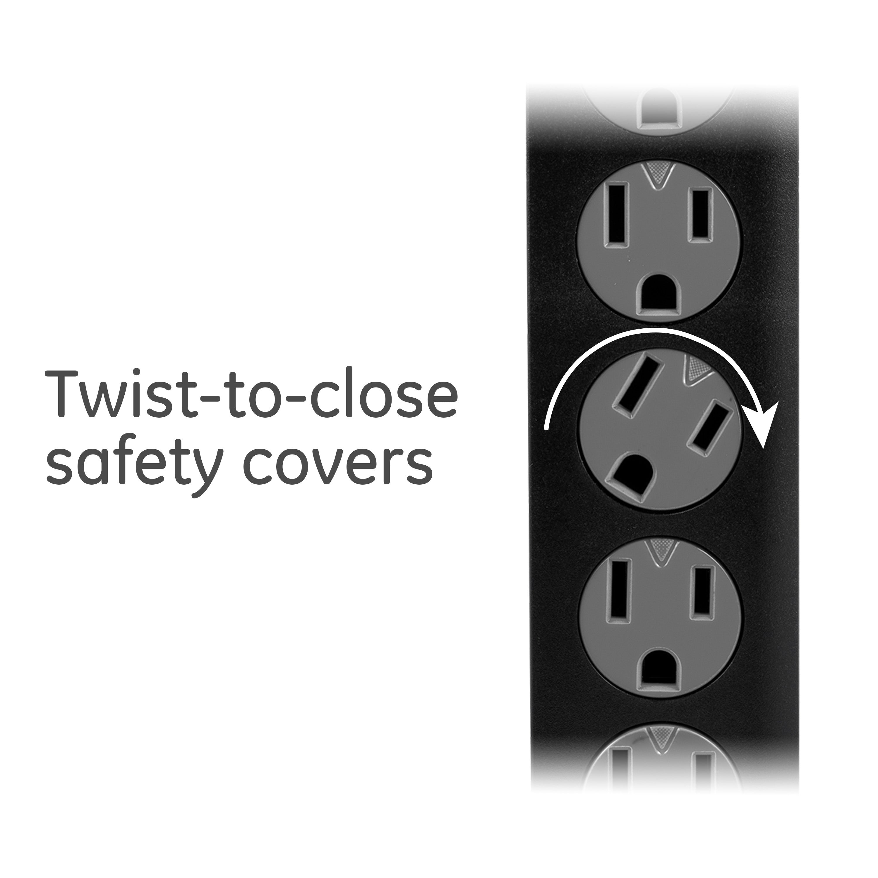 GE 6-Outlet Surge Protector Extension Cord, 450J, Black, 2ft., 2pk
